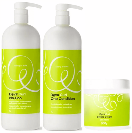 Deva Curl Kit Litro No-Poo + One + Styling Cream 500g (3 Itens)