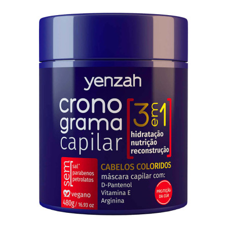 Yenzah Cronograma Capilar 3 em 1 Cabelos Coloridos 480g